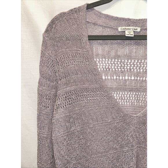 Coldwater Creek Sweater Womens 1x Lavender Purple Crochet Cottagecore Linen - Picture 2 of 14